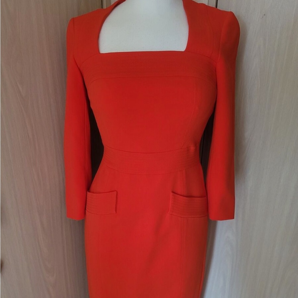 Karen Millen Orange Square Neck Sheath Dress